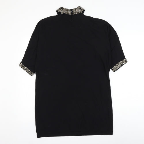 Phase Eight Womens Black Viscose Shift Size M Round Neck Button