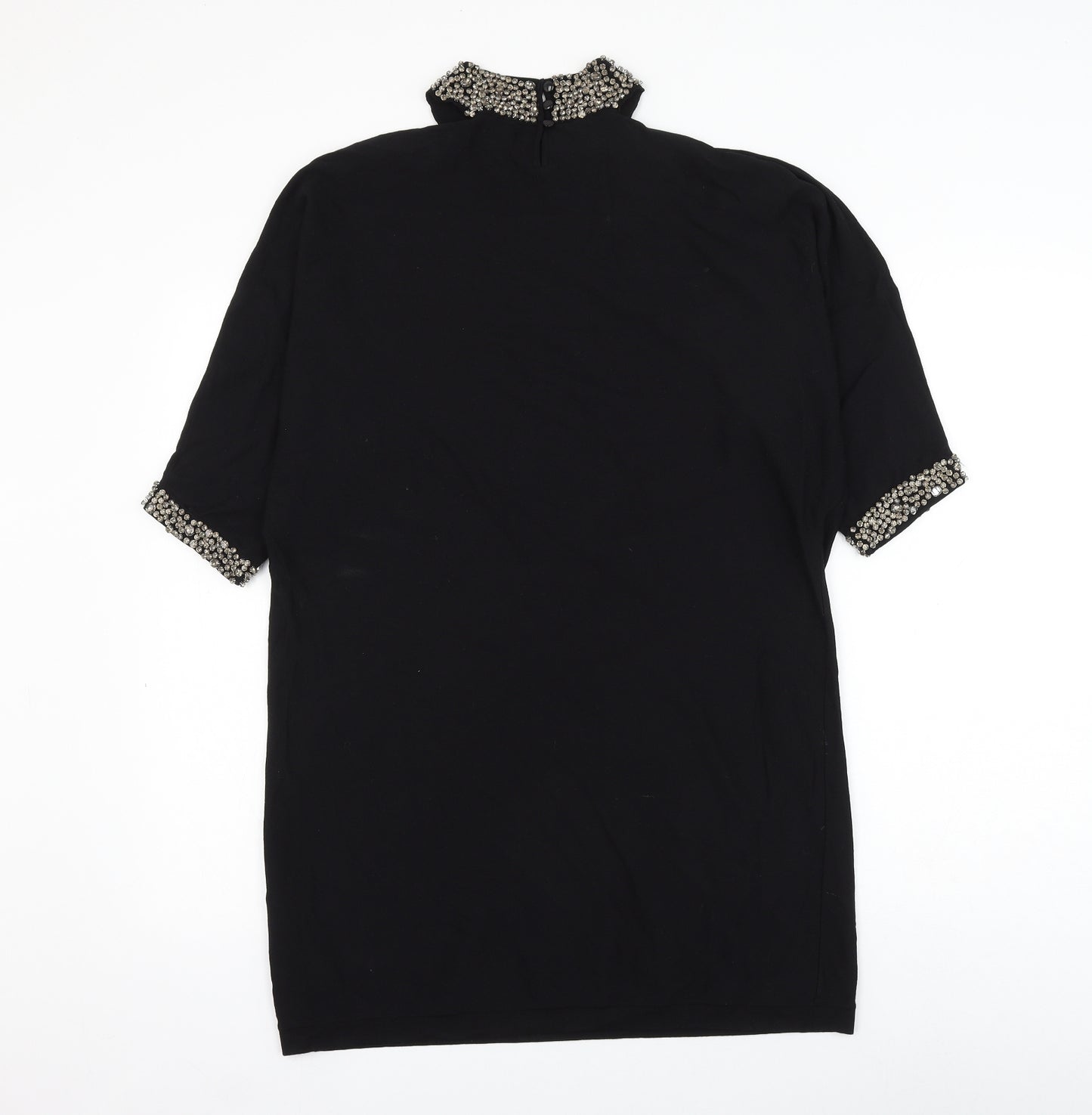 Phase Eight Womens Black Viscose Shift Size M Round Neck Button