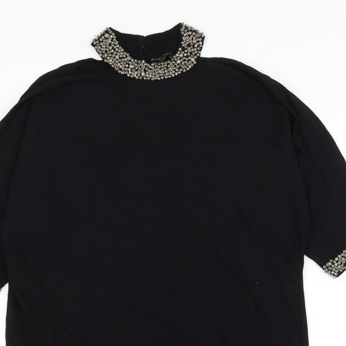 Phase Eight Womens Black Viscose Shift Size M Round Neck Button