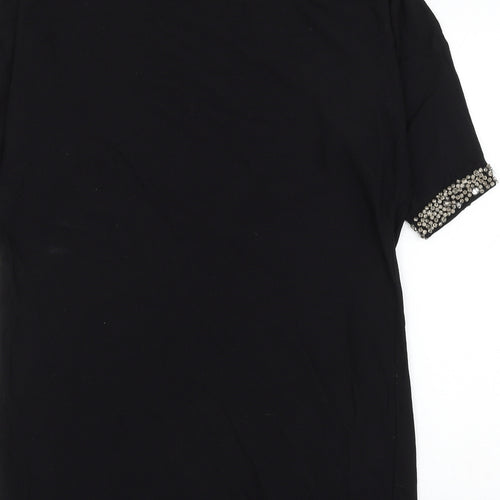 Phase Eight Womens Black Viscose Shift Size M Round Neck Button