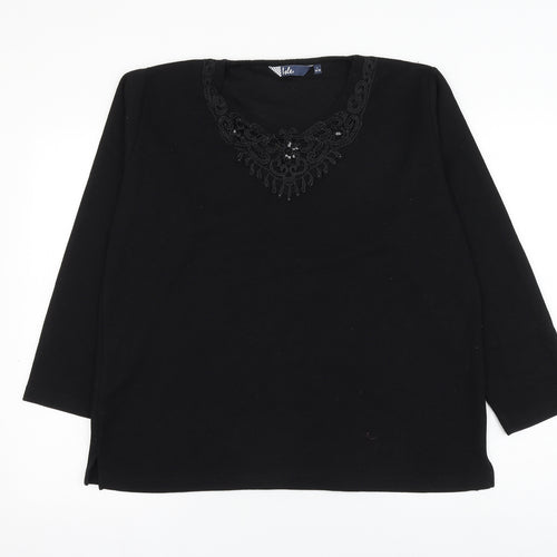 EWM Womens Black Round Neck Polyester Pullover Jumper Size 18