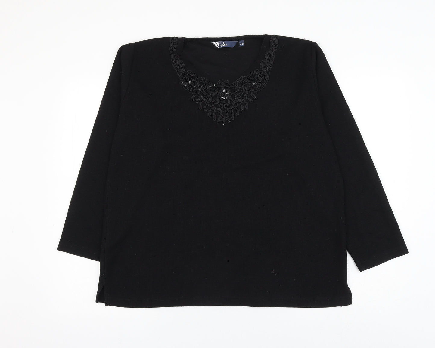 EWM Womens Black Round Neck Polyester Pullover Jumper Size 18