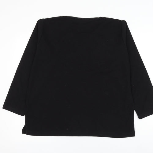 EWM Womens Black Round Neck Polyester Pullover Jumper Size 18