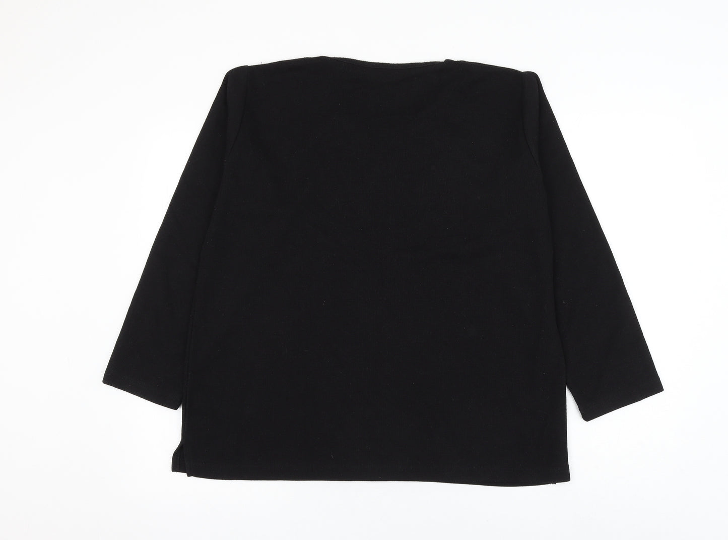 EWM Womens Black Round Neck Polyester Pullover Jumper Size 18