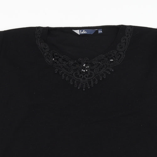 EWM Womens Black Round Neck Polyester Pullover Jumper Size 18