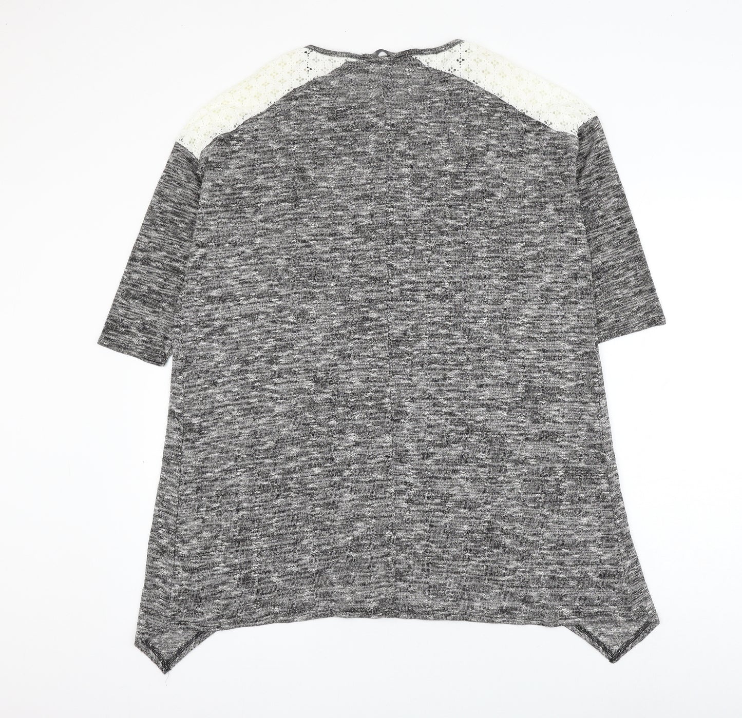 George Womens Grey Round Neck Viscose Jumper Size 12 - Lace Detailing