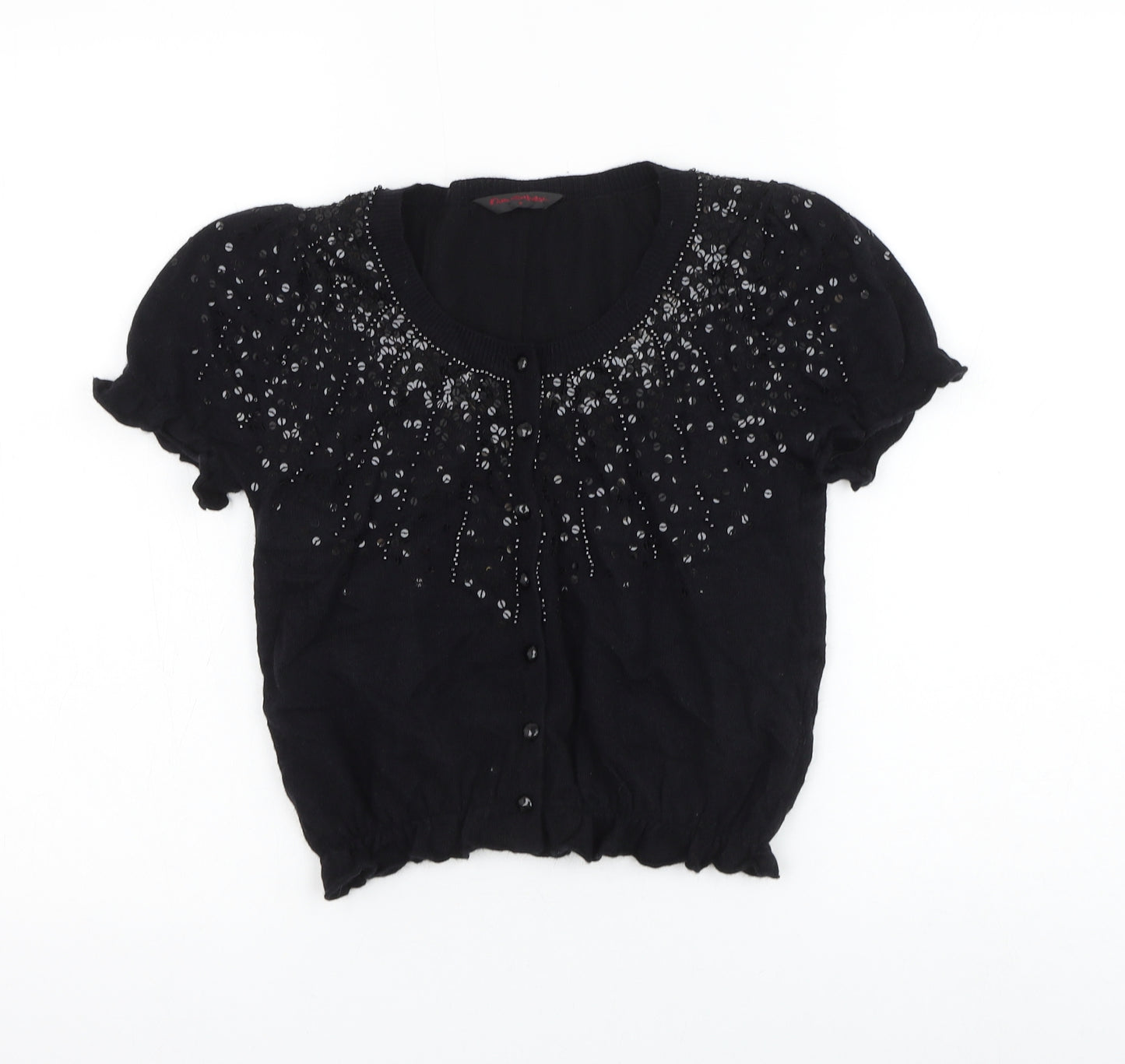 Miss Selfridge Womens Black Round Neck Viscose Cardigan Jumper Size 8