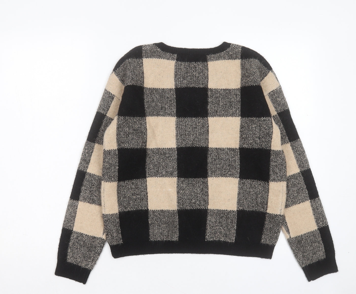 Primark Girls Beige Crew Neck Plaid Acrylic Pullover Jumper Size 13-14 Years Pullover
