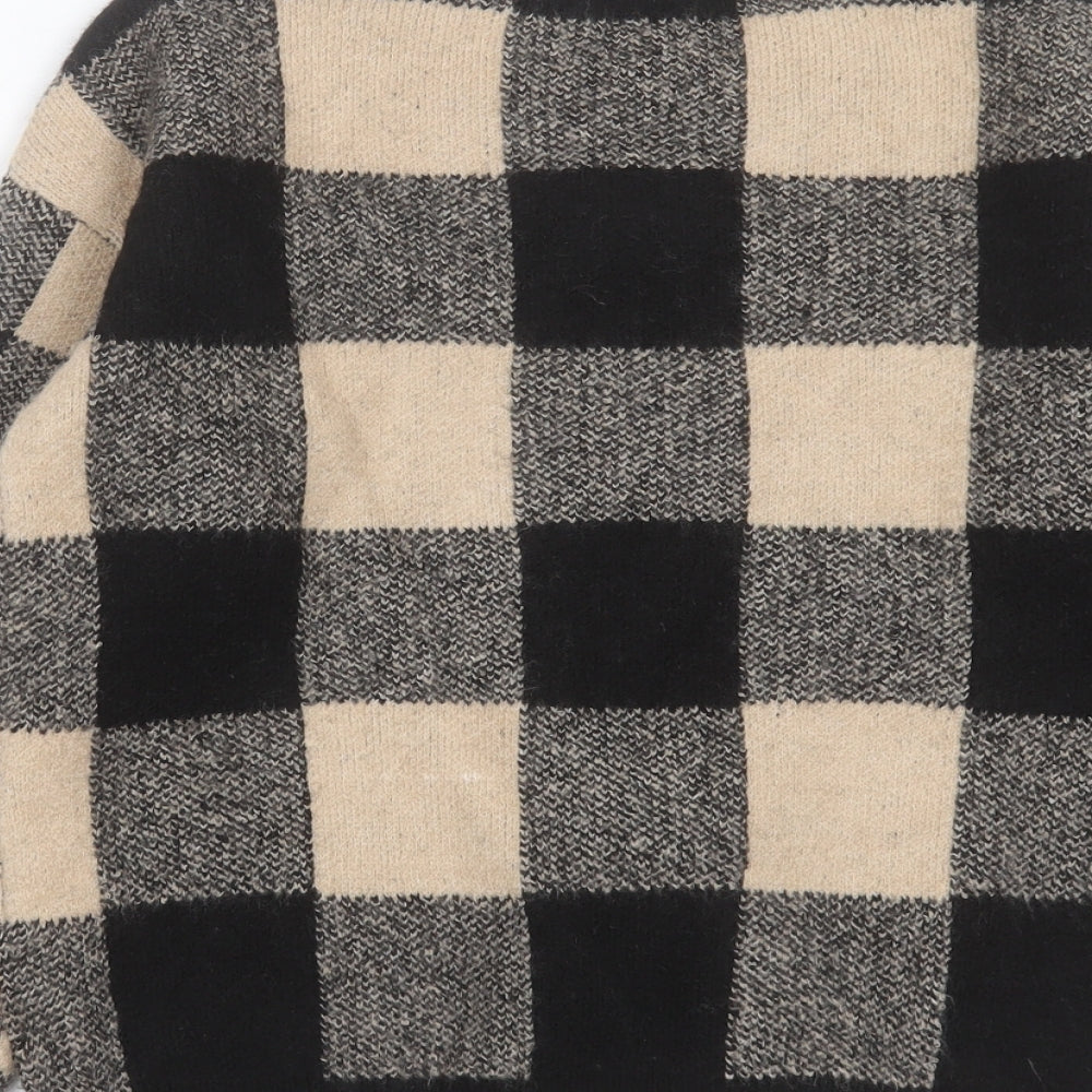 Primark Girls Beige Crew Neck Plaid Acrylic Pullover Jumper Size 13-14 Years Pullover