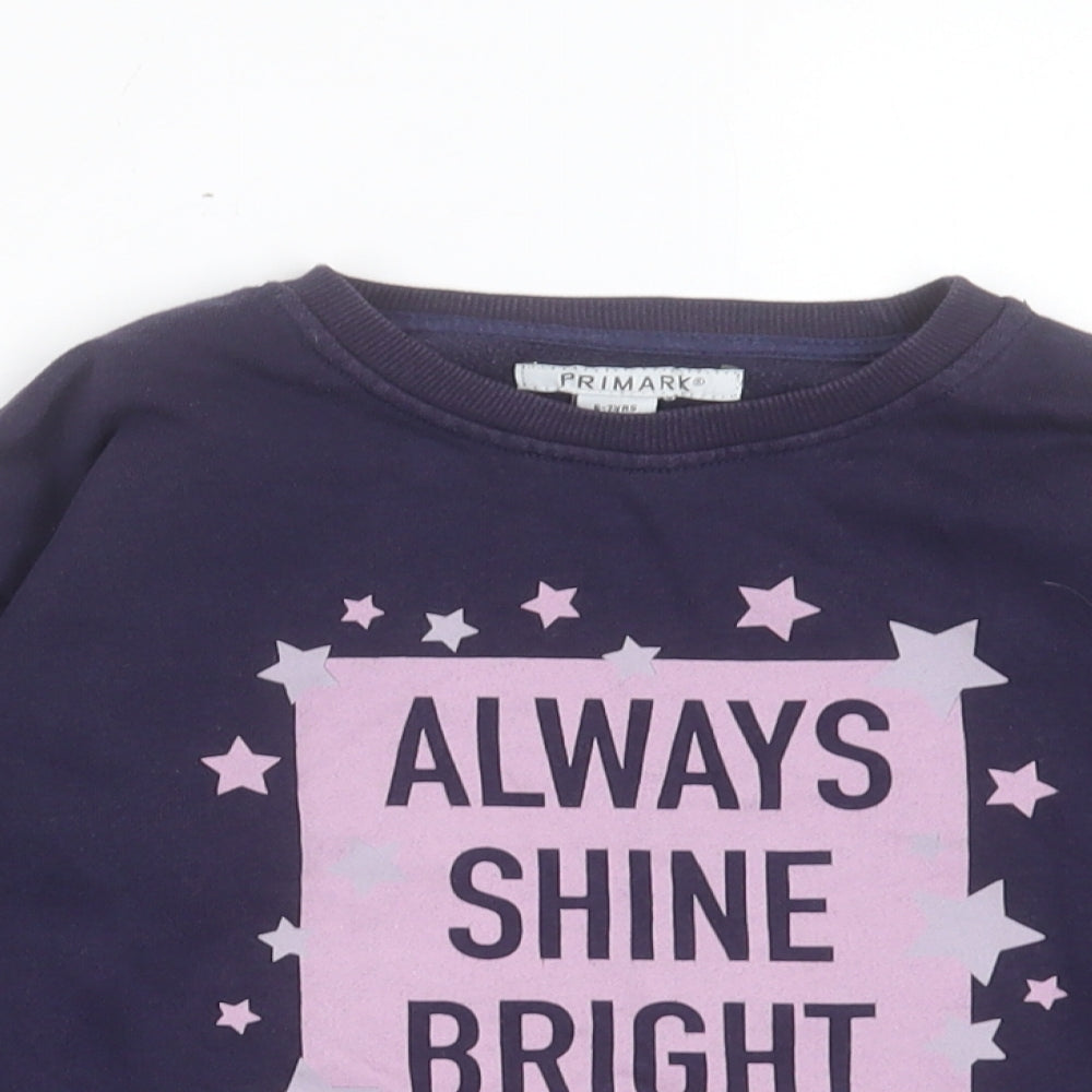 Primark Girls Purple Cotton Pullover Sweatshirt Size 6-7 Years Pullover - Always Shine Bright