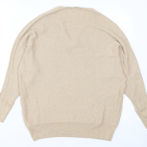 F&F Womens Gold V-Neck Viscose Pullover Jumper Size 8