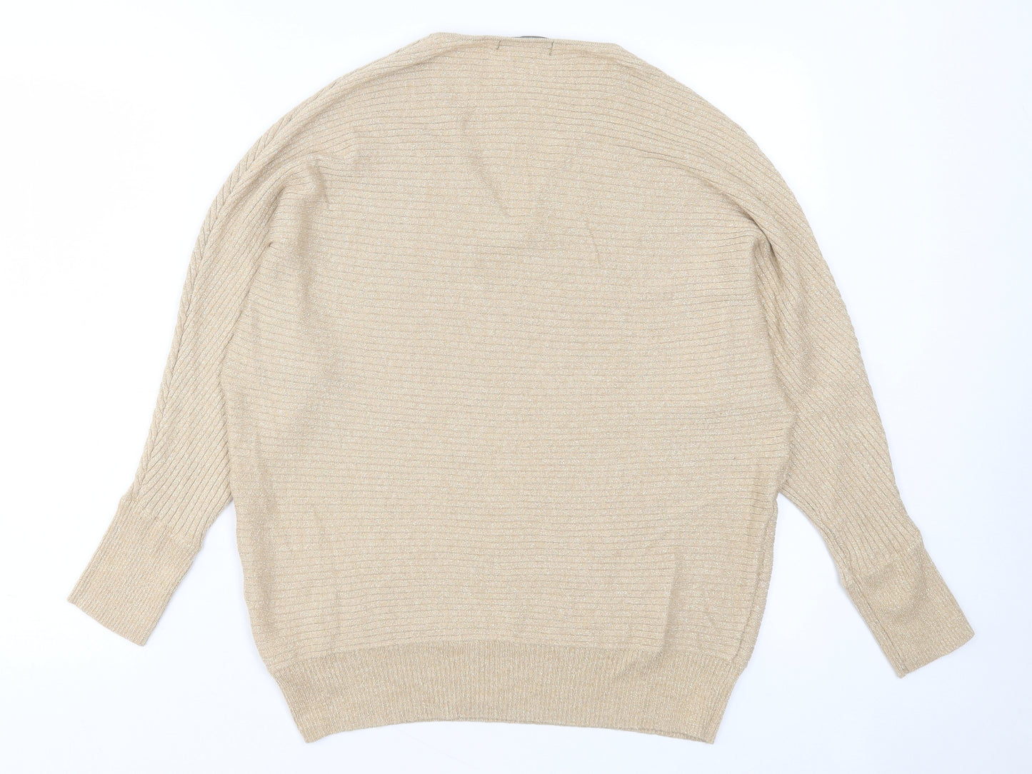 F&F Womens Gold V-Neck Viscose Pullover Jumper Size 8