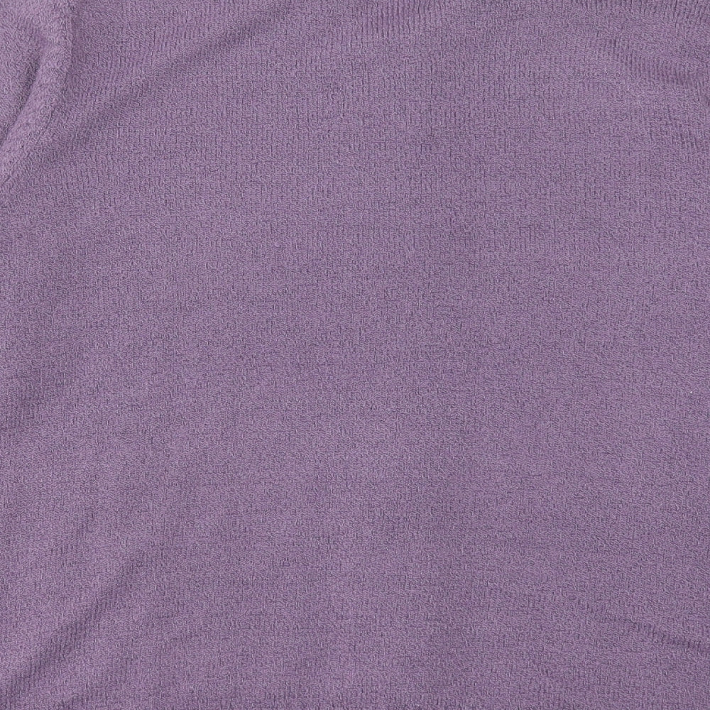 Bonmarché Womens Purple Collared Acrylic Full Zip Jumper Size XL