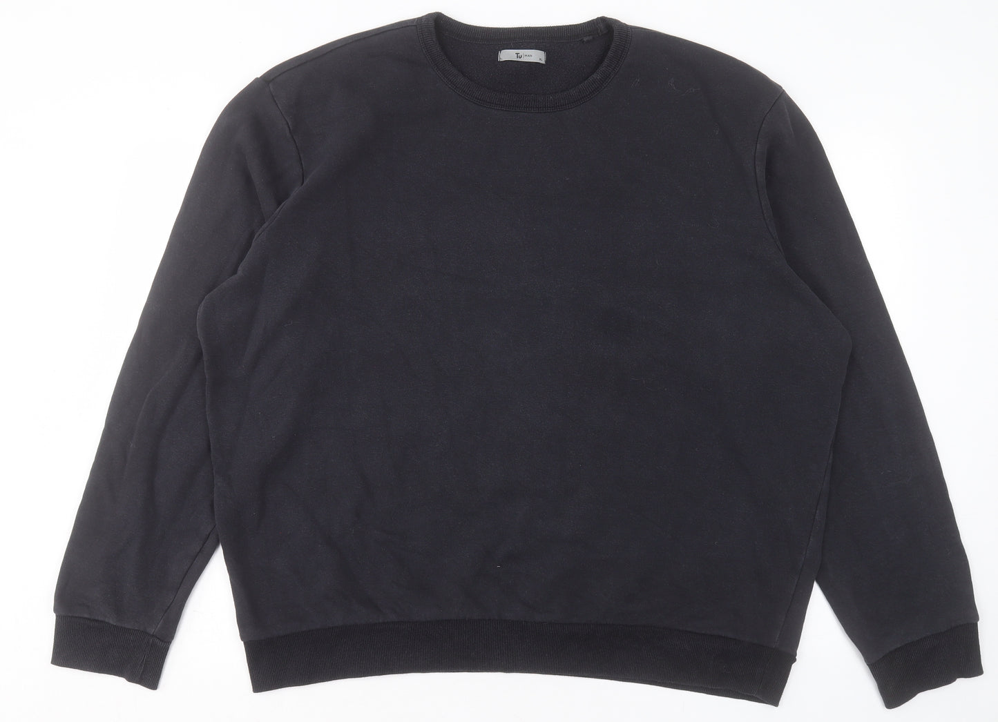 TU Mens Black Cotton Pullover Sweatshirt Size XL