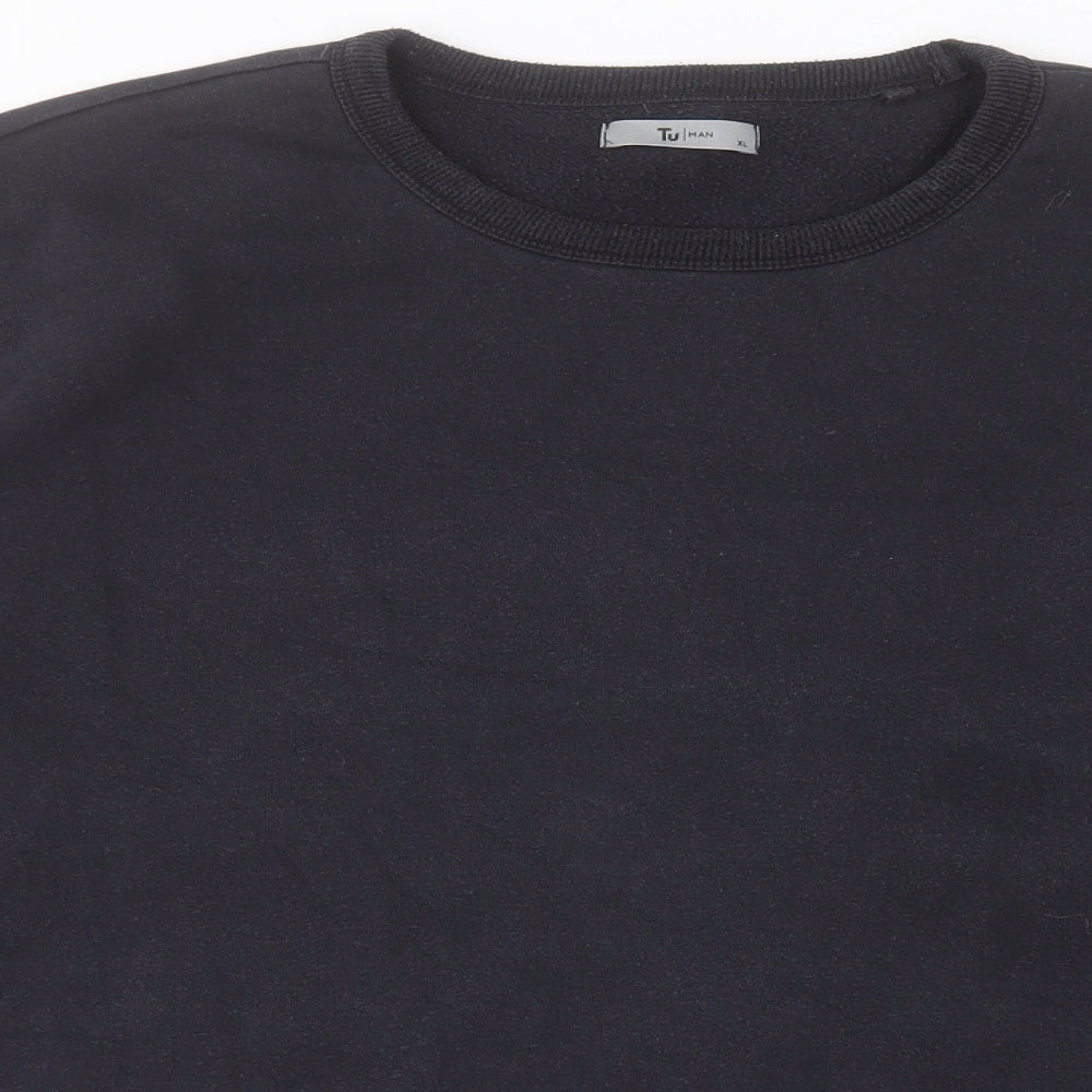 TU Mens Black Cotton Pullover Sweatshirt Size XL
