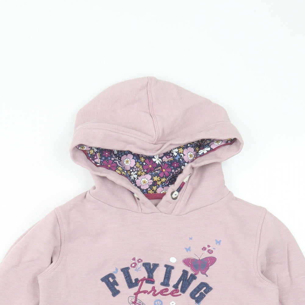 Fat Face Girls Pink Cotton Pullover Hoodie Size 6-7 Years Pullover