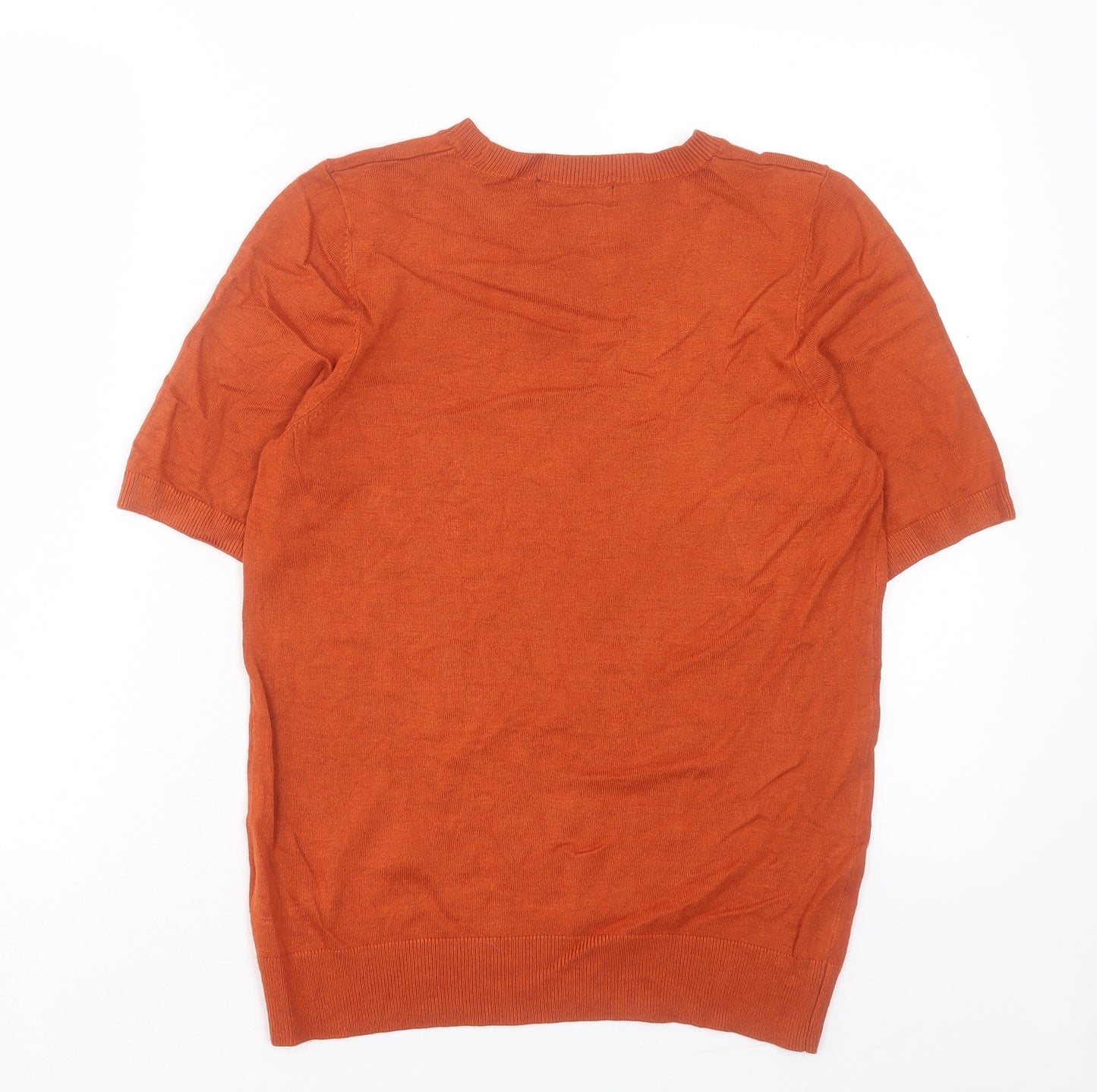 F&F Womens Brown Viscose Basic T-Shirt Size 12 Crew Neck