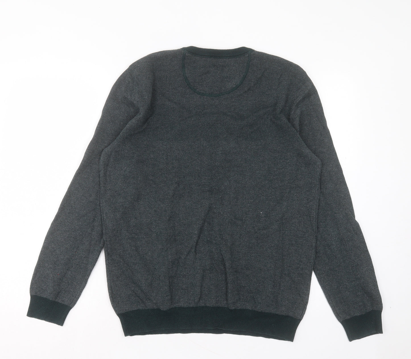 Racing Green Mens Green Crew Neck Cotton Pullover Jumper Size M