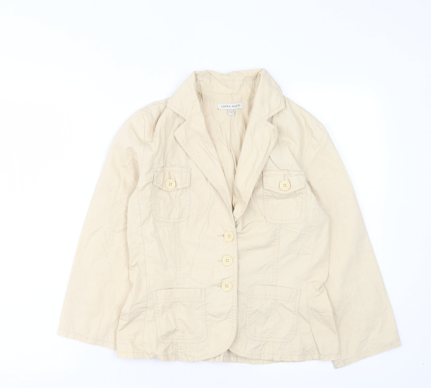 Laura Ashley Womens Beige Jacket Size 10 Button