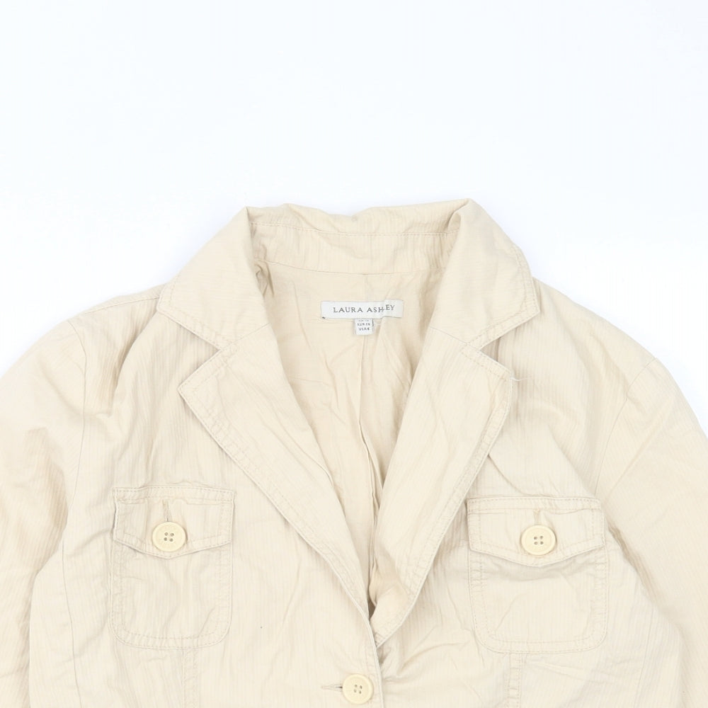 Laura Ashley Womens Beige Jacket Size 10 Button