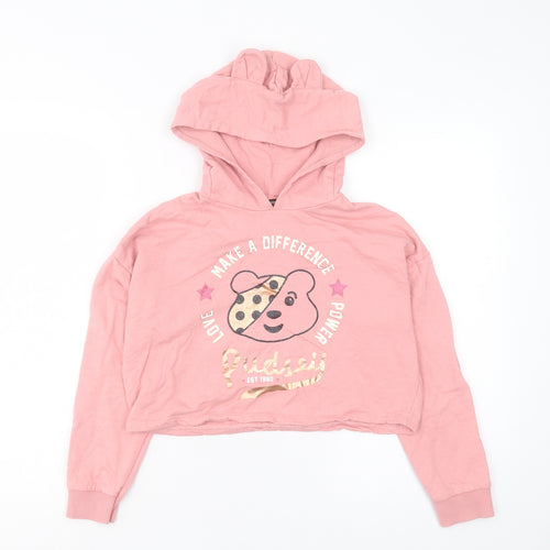 George Girls Pink Cotton Pullover Hoodie Size 8-9 Years Pullover - Pudsey