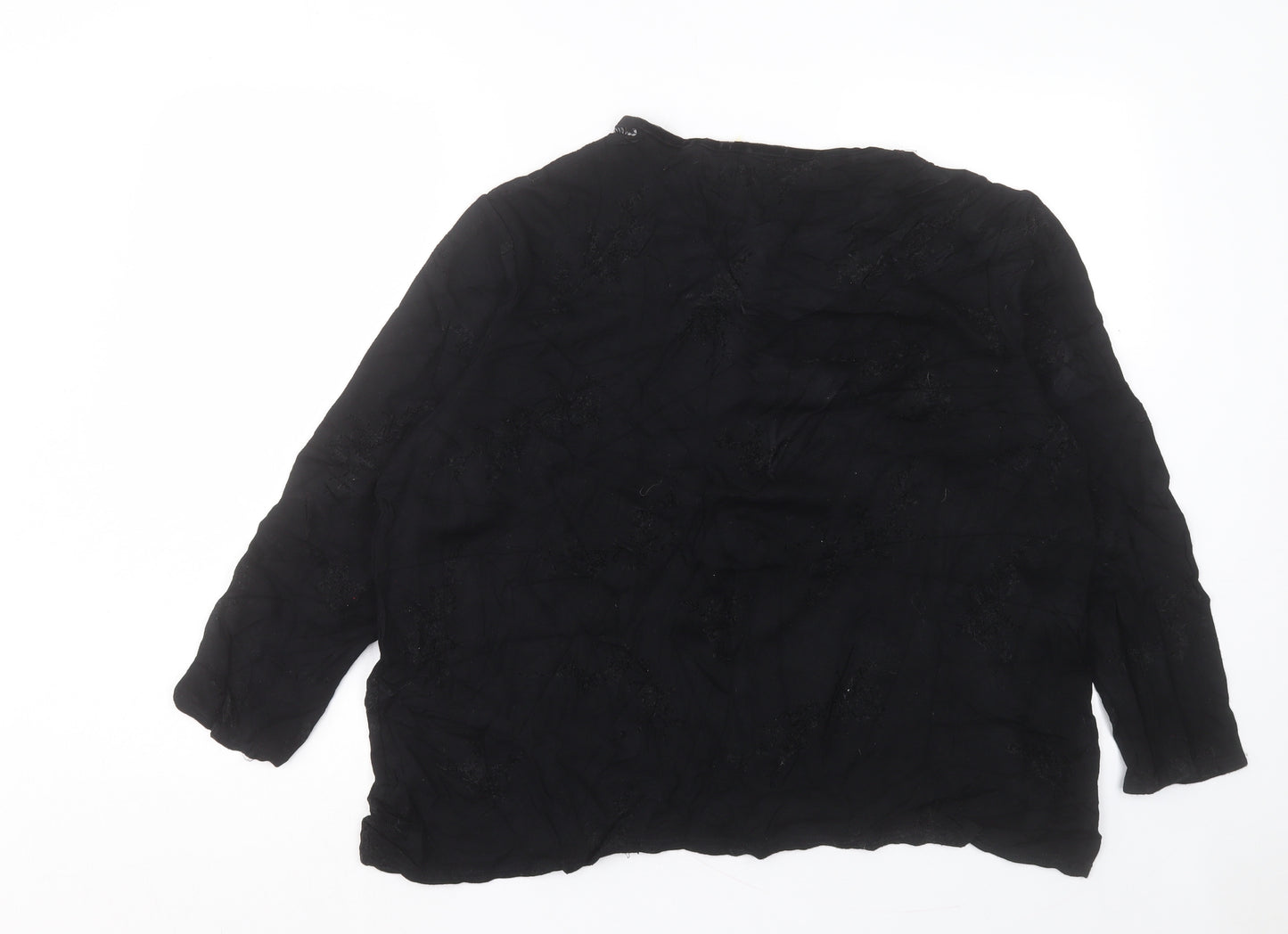 Bonmarché Womens Black Crew Neck Geometric Viscose Pullover Jumper Size XL