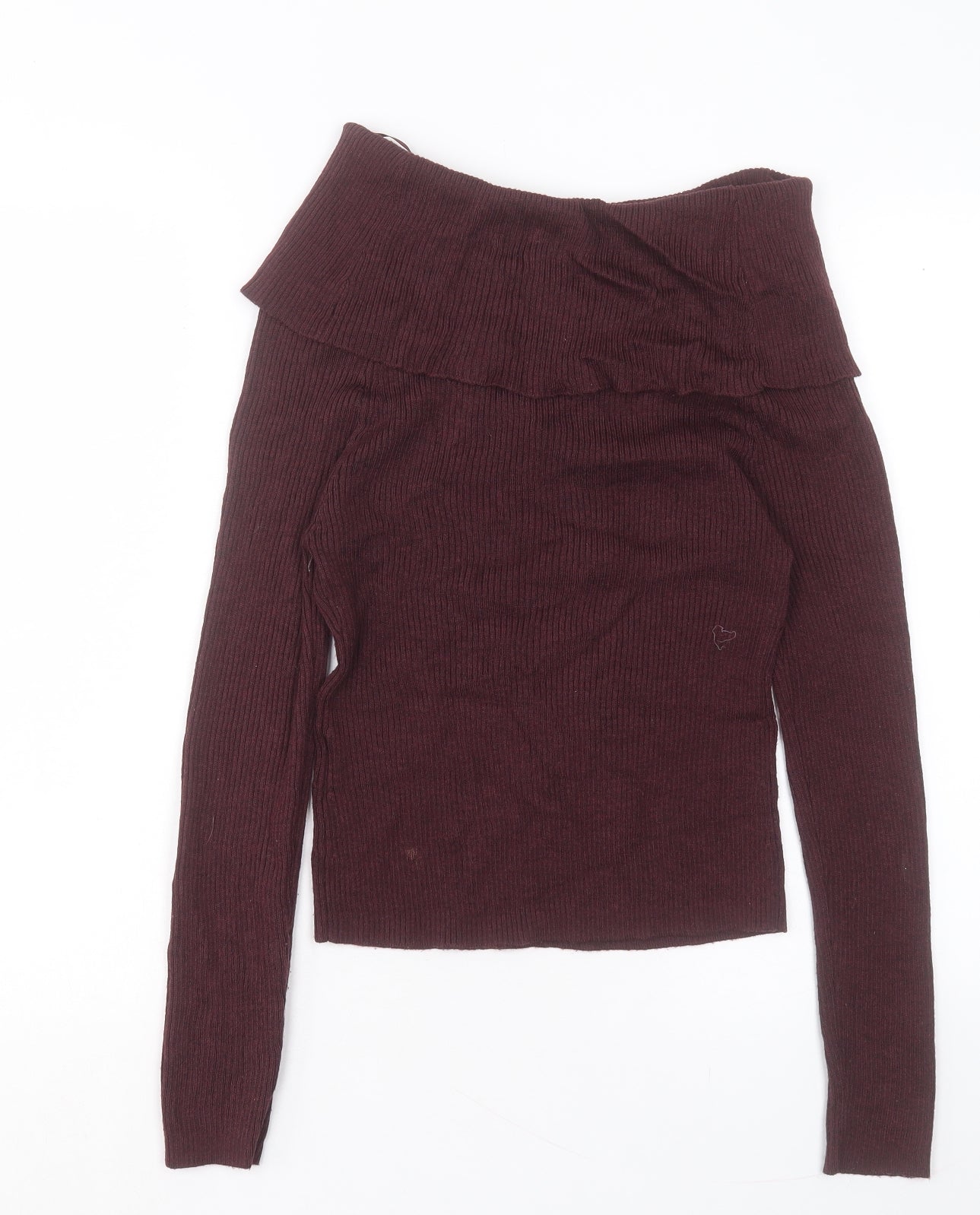 page Womens Purple Roll Neck Acrylic Pullover Jumper Size S