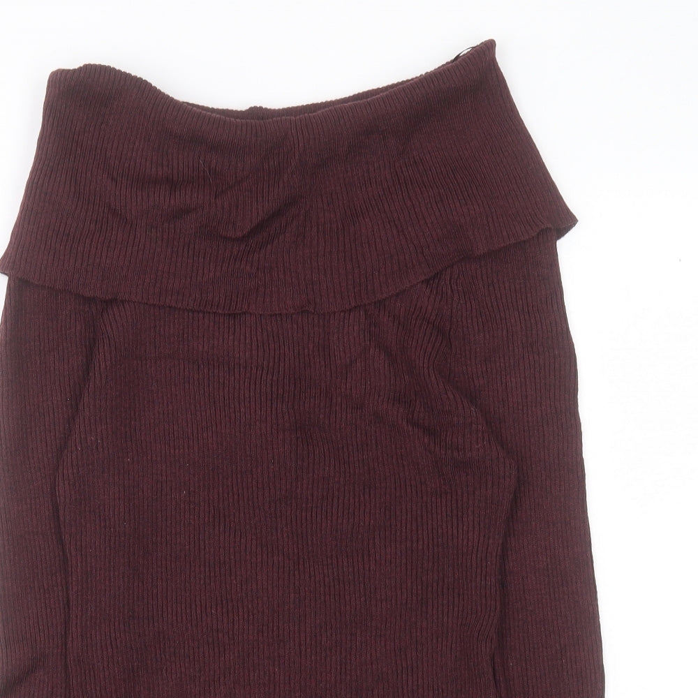 page Womens Purple Roll Neck Acrylic Pullover Jumper Size S