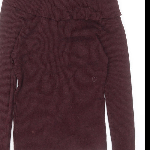 page Womens Purple Roll Neck Acrylic Pullover Jumper Size S