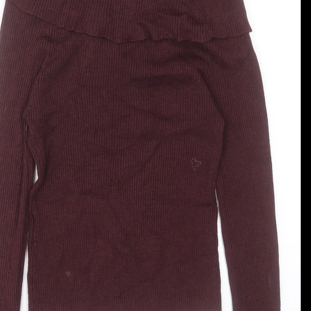 page Womens Purple Roll Neck Acrylic Pullover Jumper Size S