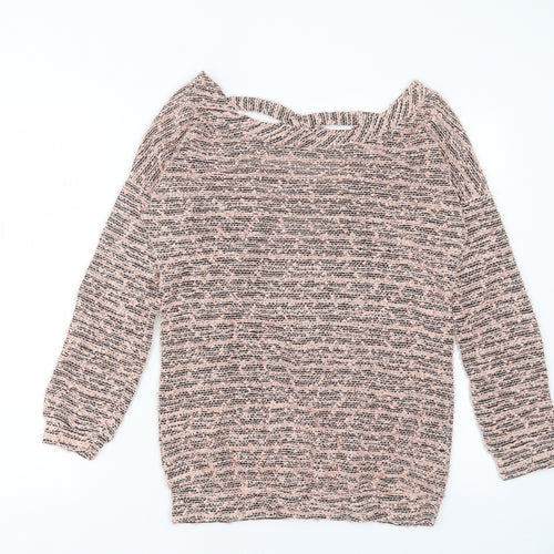 Miss Selfridge Womens Pink Boat Neck Polyester Pullover Jumper Size 10
