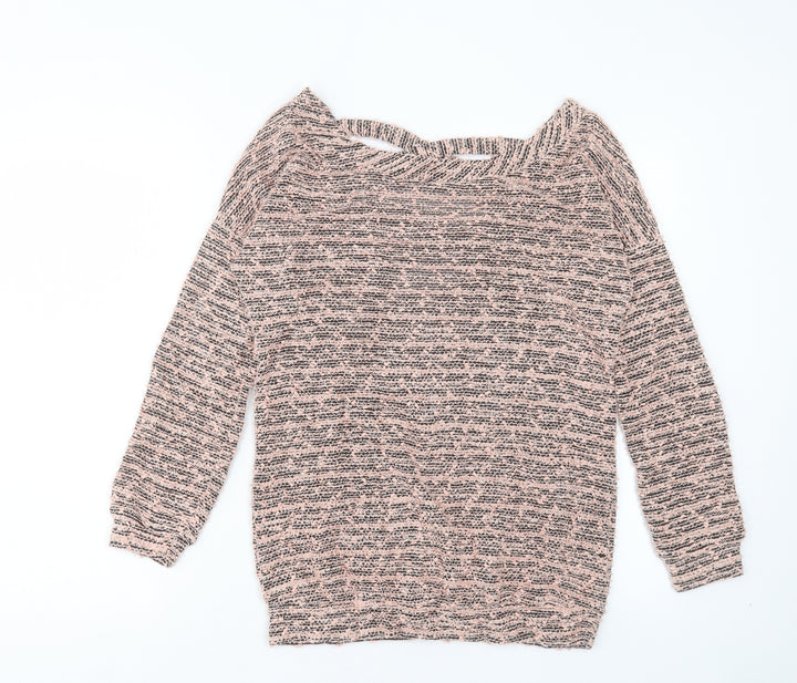 Miss Selfridge Womens Pink Boat Neck Polyester Pullover Jumper Size 10