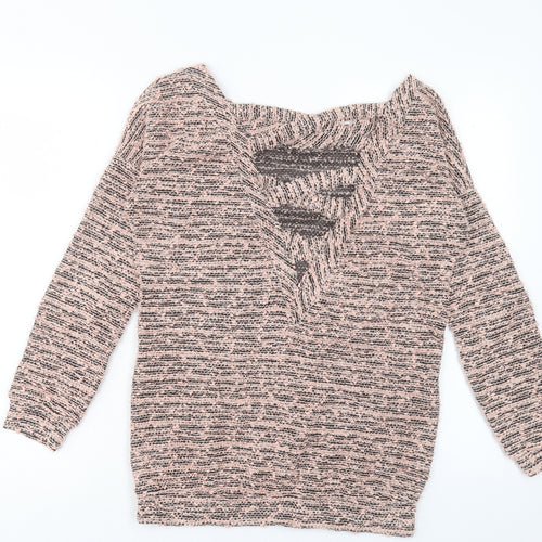 Miss Selfridge Womens Pink Boat Neck Polyester Pullover Jumper Size 10