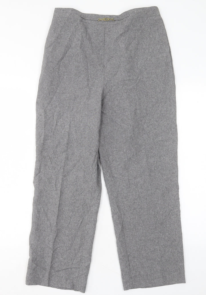 BHS Womens Grey Polyester Trousers Size 14 L27 in Regular