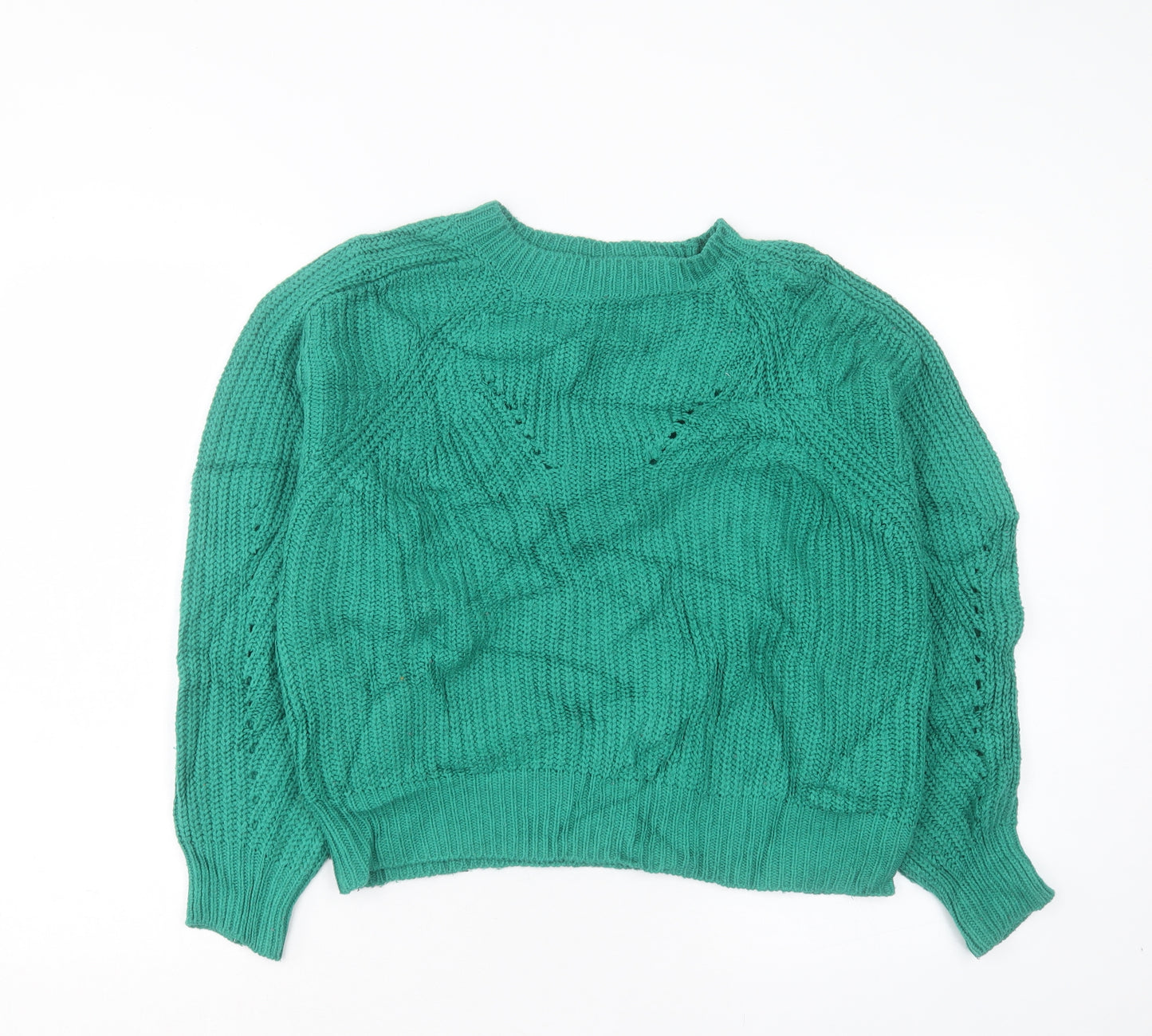 River Island Womens Green Crew Neck Acrylic Pullover Jumper Size 12
