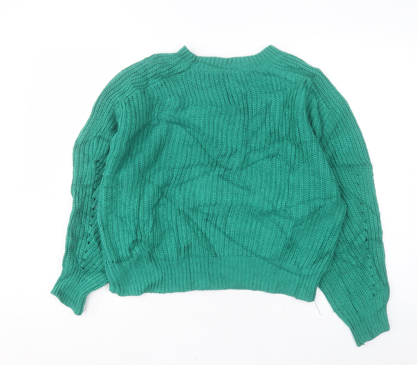 River Island Womens Green Crew Neck Acrylic Pullover Jumper Size 12