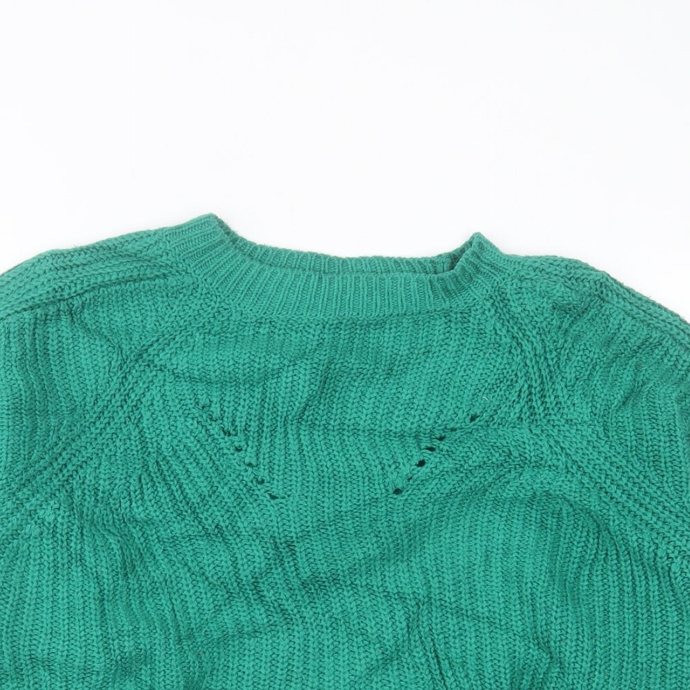 River Island Womens Green Crew Neck Acrylic Pullover Jumper Size 12