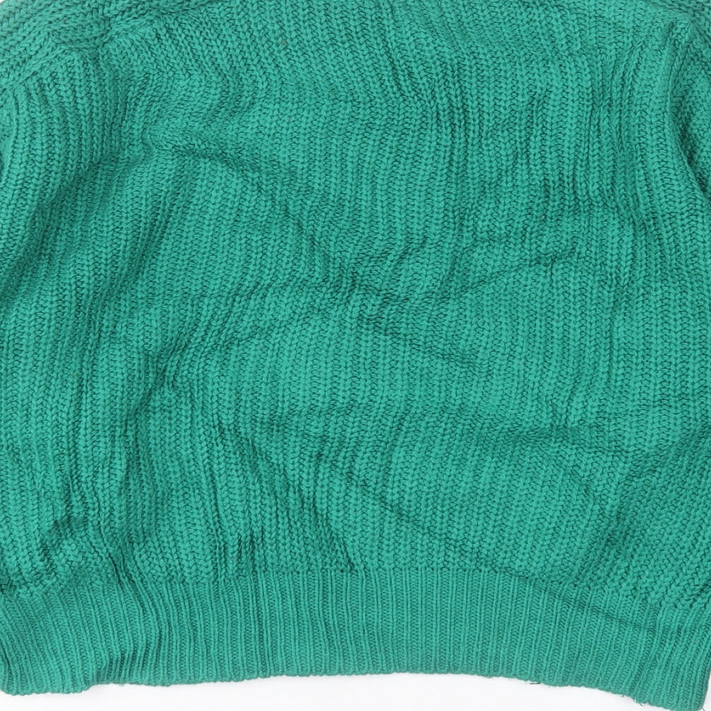 River Island Womens Green Crew Neck Acrylic Pullover Jumper Size 12
