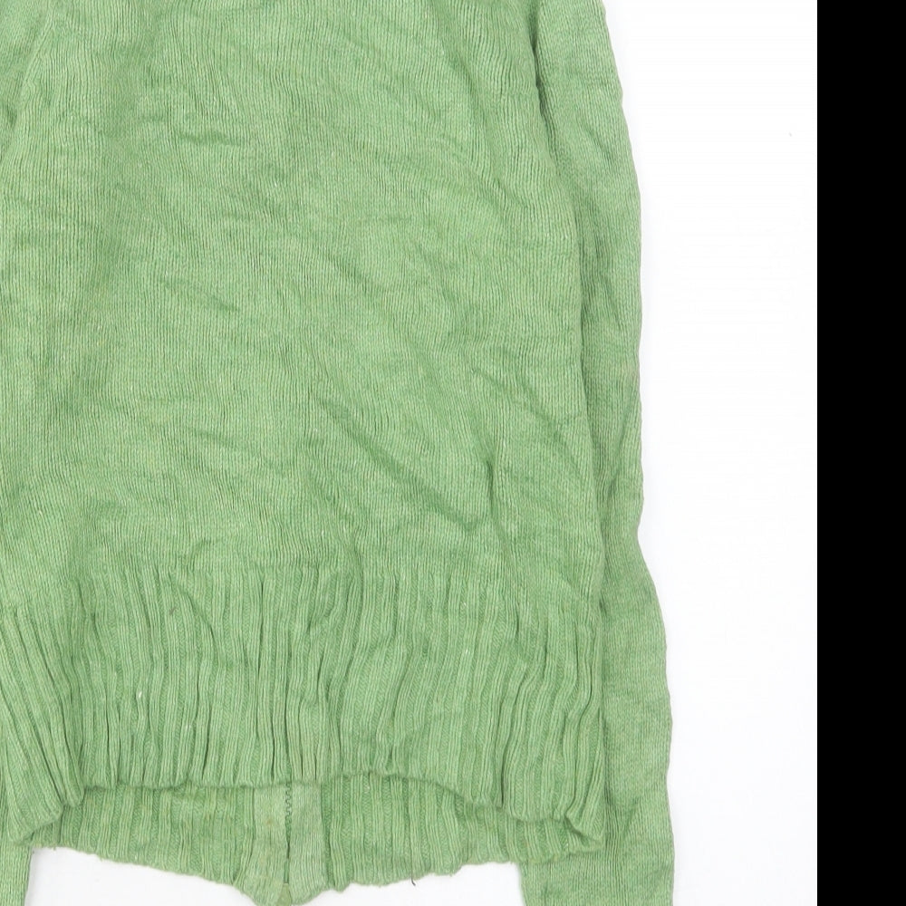 Zara Womens Green High Neck Viscose Full Zip Jumper Size M