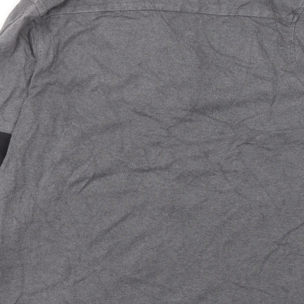 Debenhams Mens Grey Striped Cotton Polo Size L Collared Button