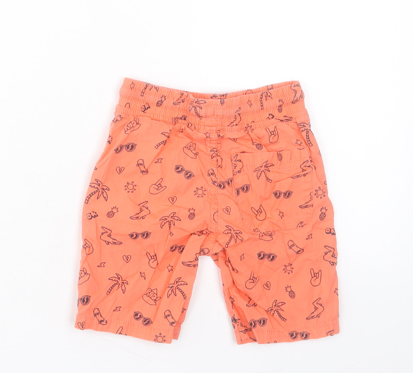 f7f Boys Orange Geometric Cotton Bermuda Shorts Size 2-3 Years Regular Drawstring