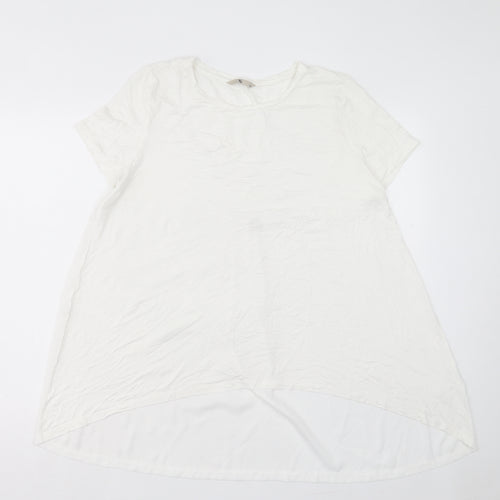 TU Womens White Viscose Tunic T-Shirt Size 16 Crew Neck