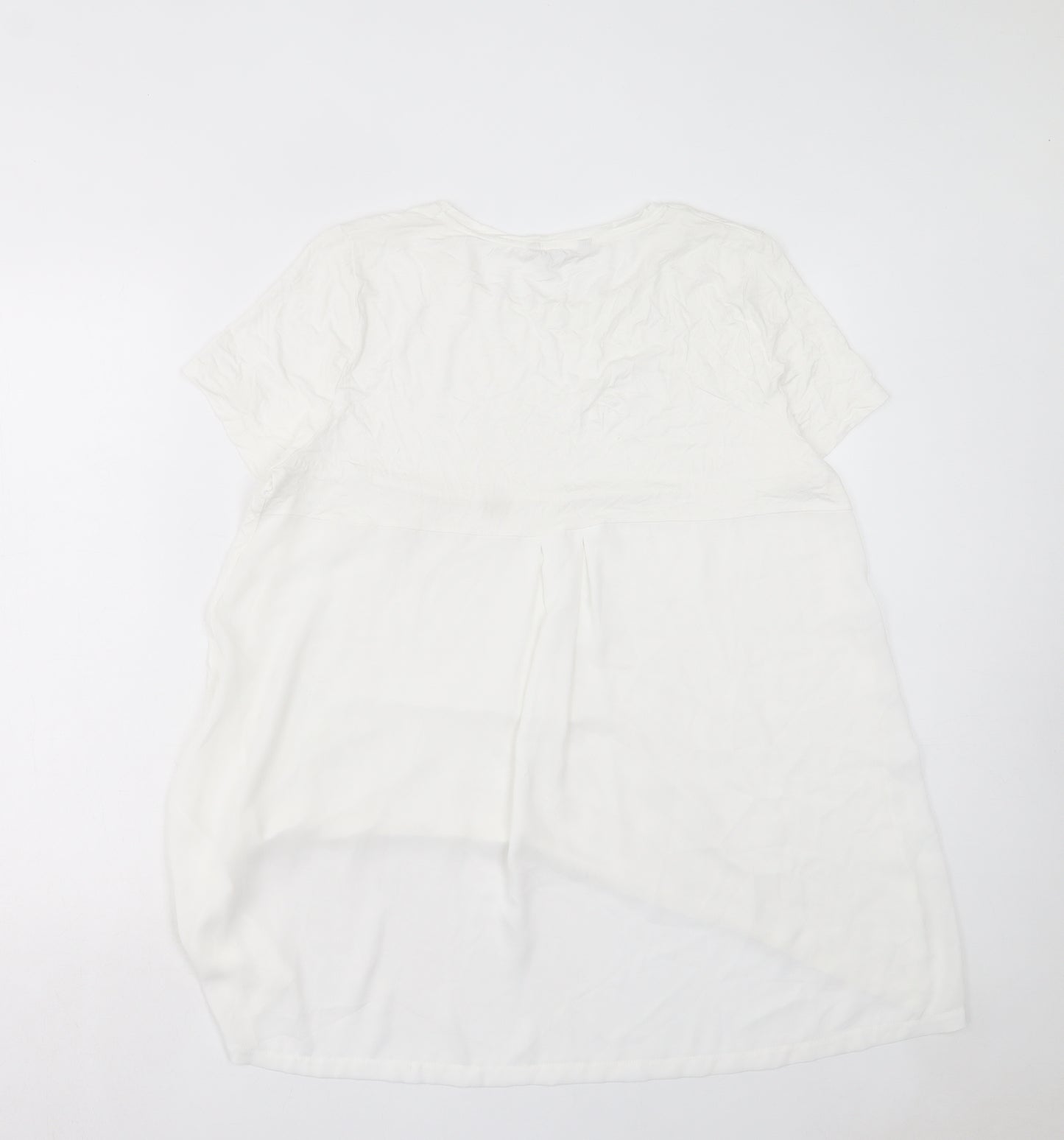 TU Womens White Viscose Tunic T-Shirt Size 16 Crew Neck