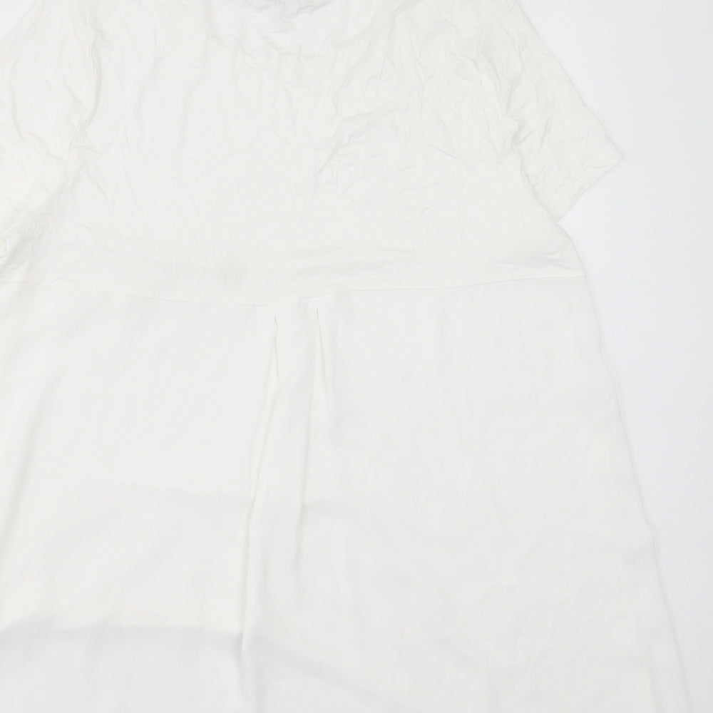 TU Womens White Viscose Tunic T-Shirt Size 16 Crew Neck