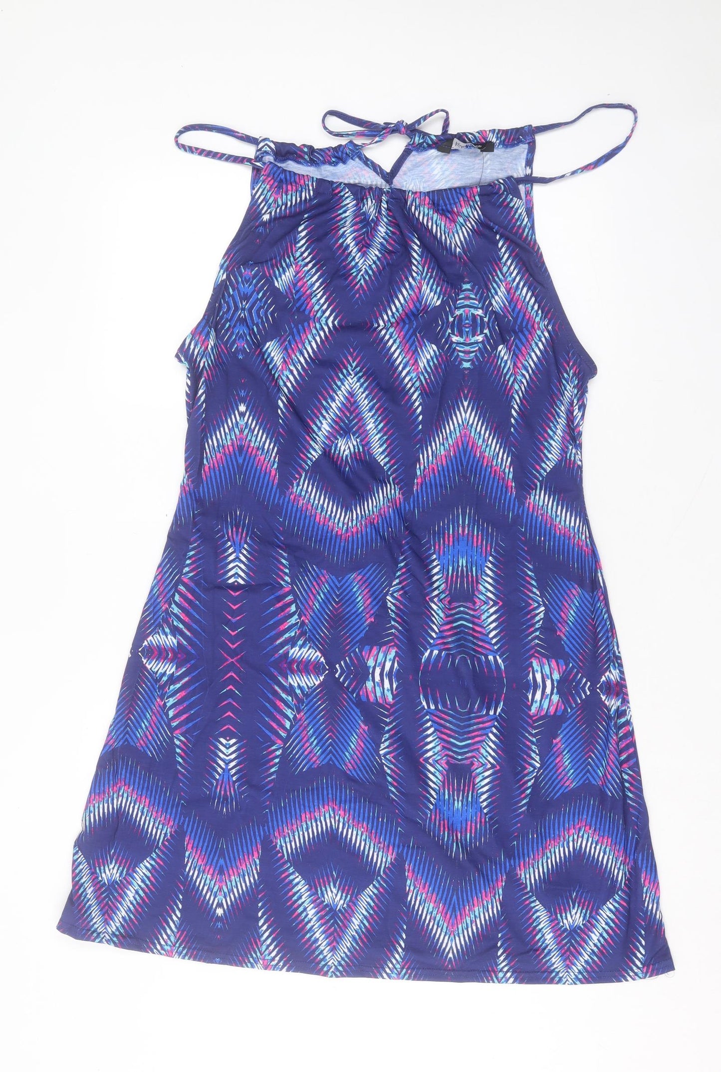 Kaleidoscope Womens Purple Geometric Polyester A-Line Size 16 Halter Tie