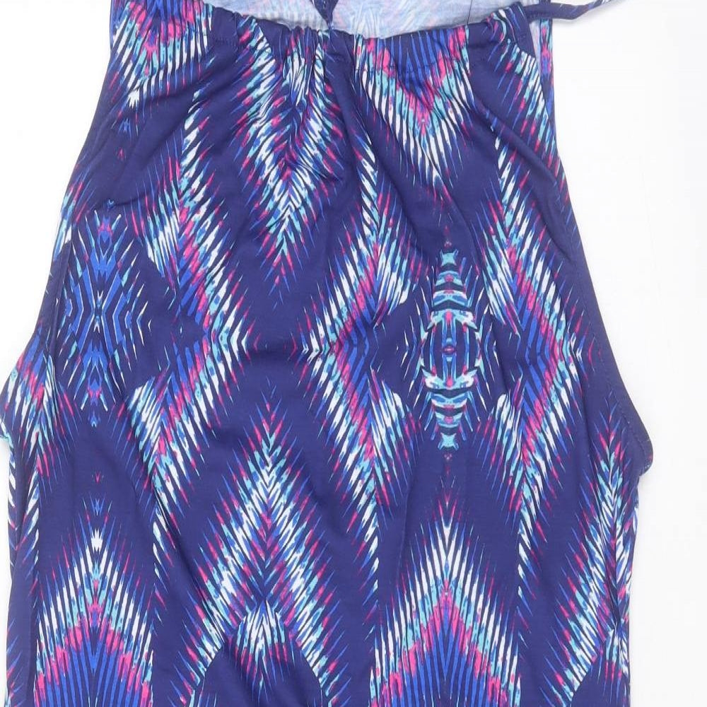 Kaleidoscope Womens Purple Geometric Polyester A-Line Size 16 Halter Tie