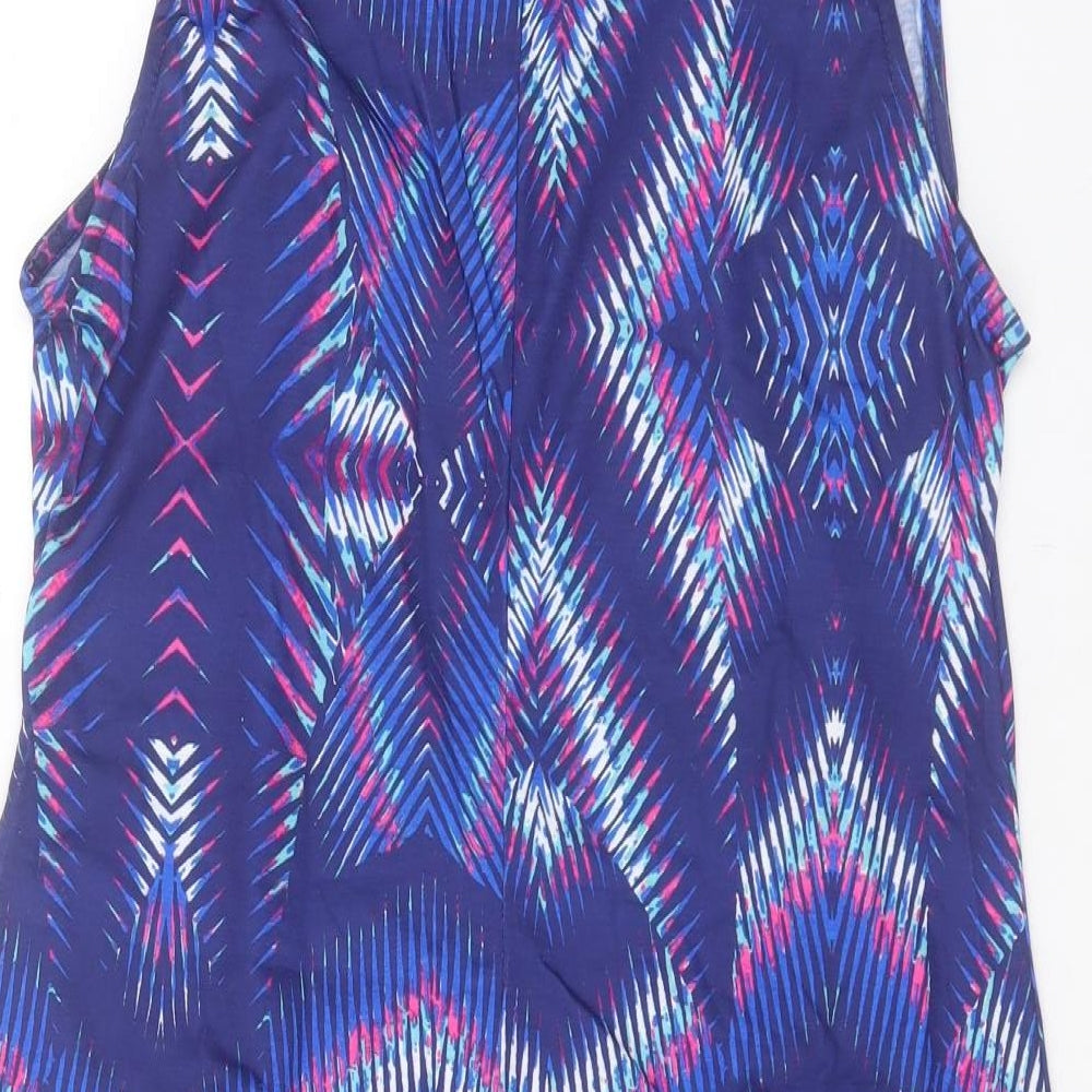 Kaleidoscope Womens Purple Geometric Polyester A-Line Size 16 Halter Tie