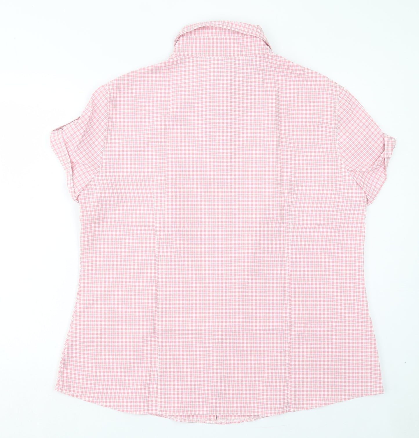Yours Womens Pink Plaid Polyester Basic Button-Up Size 20 Collared