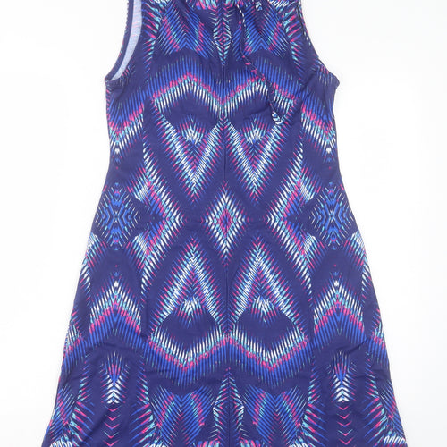 Kaliedoscope Womens Purple Geometric Polyester A-Line Size 10 Halter Tie