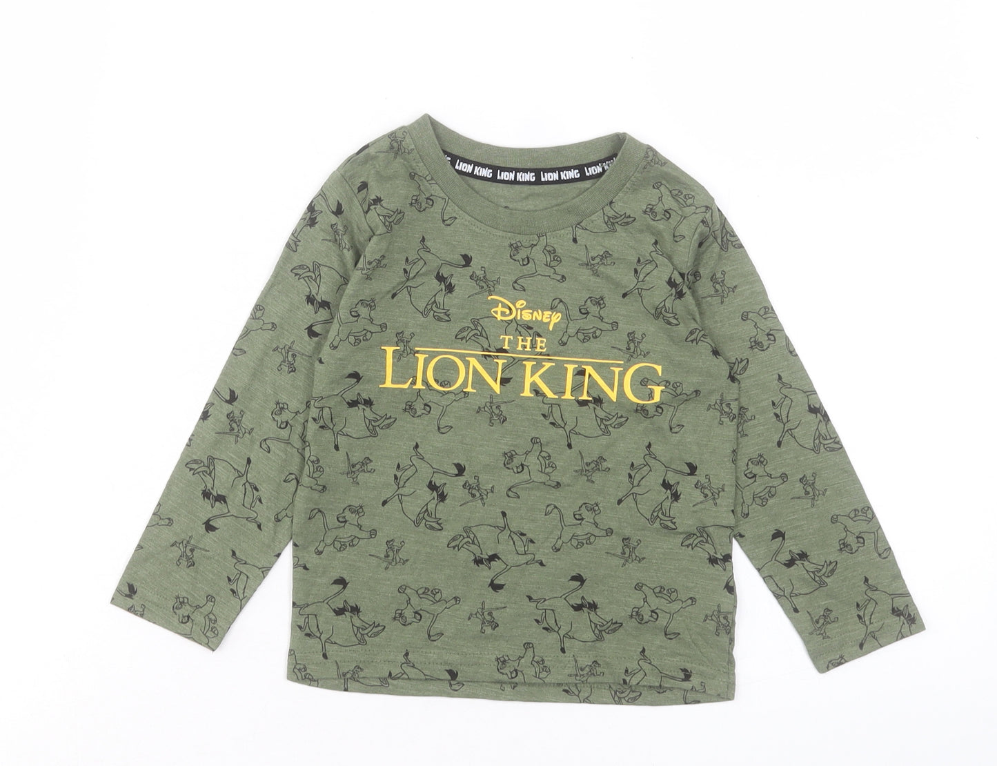 Primark Boys Green Geometric Cotton Basic Casual Size 18-24 Months Crew Neck Pullover - The Lion King